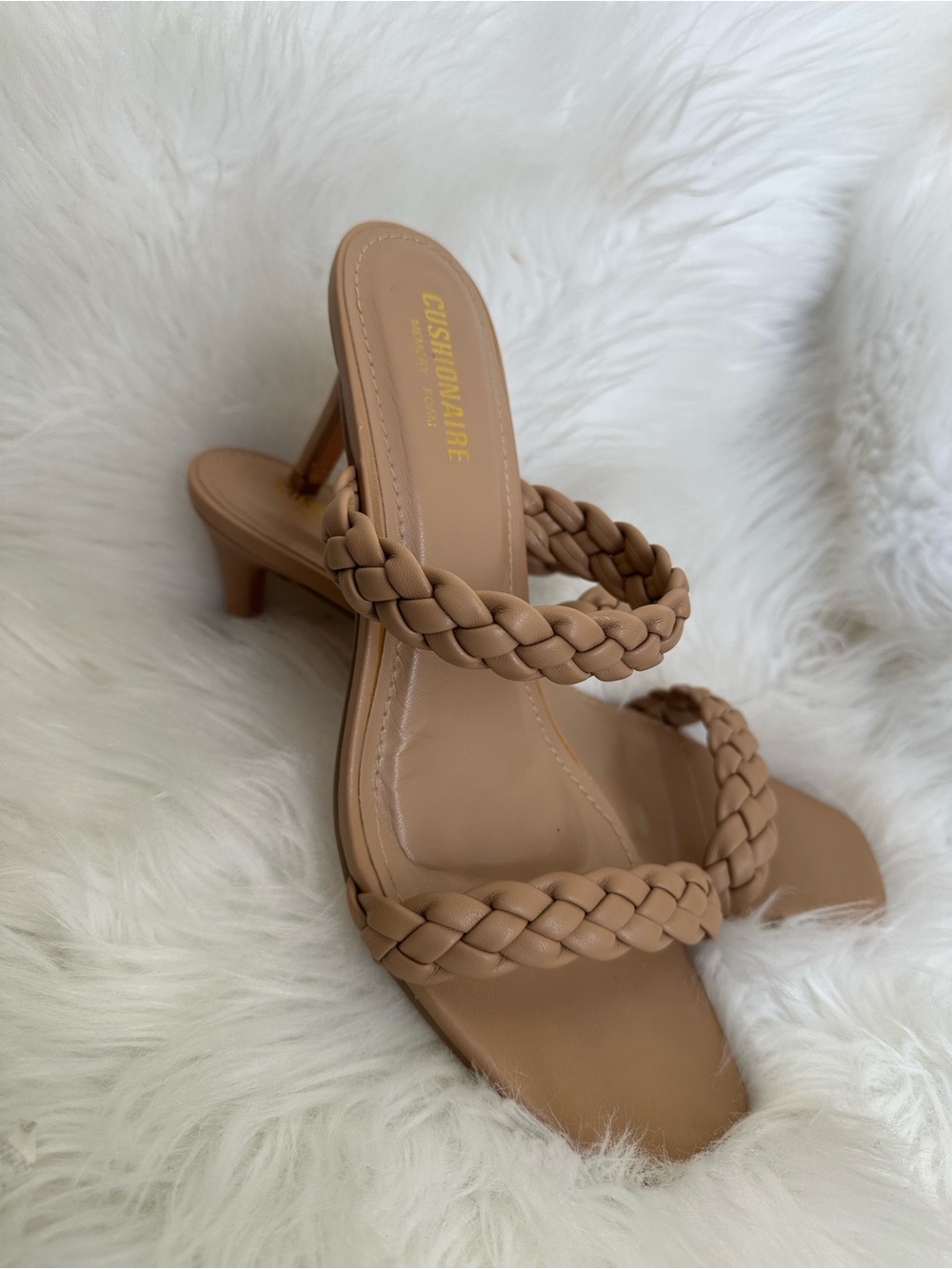Cushionaire Braided Strap Slide Sandals - Tan